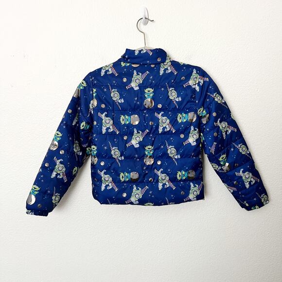 [Disney] Toy Story Buzz Lightyear Lightweight Puffer Jacket Space Aliens Sz 7-8 - Picture 3 of 12
